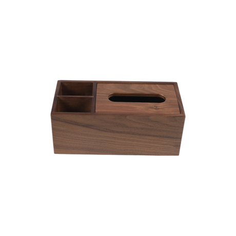 Organizer da scrivania in legno marrone scuro Coperchio della scatola del tessuto Slot multiple Scomparti a gradini Portaoggetti per cancelleria Portacellulare Portacellulare Accessorio in legno Ordinatore di cosmetici Forniture per ufficio Casa