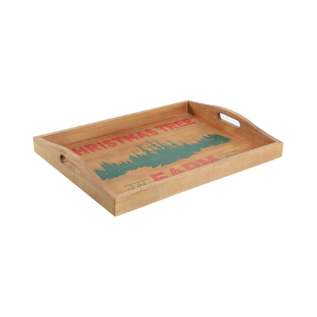 Vassoio da portata in legno rustico con manici-Set di 3 (set da 3 pezzi)-Vassoi da portata grandi per mangiare, colazione, feste, cucina, ottomano, tavolino da tè e decorazioni per la casa, set di vassoi da portata grandi decorativi