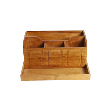 Organizer da scrivania in legno con cassetto, scatola portapenne fai-da-te multifunzionale, scaffale per forniture da scrivania per ufficio e casa