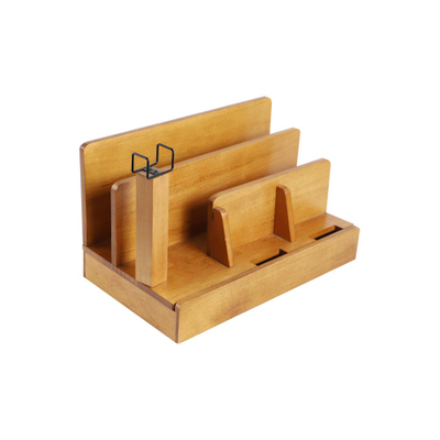 Organizer da scrivania in legno di bambù con organizzatore di file per forniture per ufficio e accessori da scrivania.Combinazione perfetta di decorazioni per ufficio per l'organizzazione di scrivanie, scrivanie da ufficio, ufficio a casa
