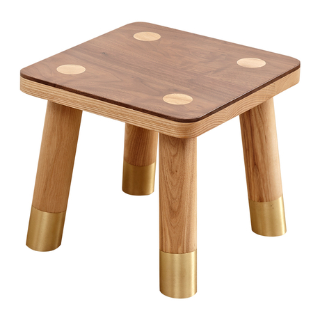 Sgabello per bambini in legno massello di quercia artigianale, sgabello per fasciatoio per scarpe per adulti, sedile per letto da soggiorno, sgabello basso rotondo individuale