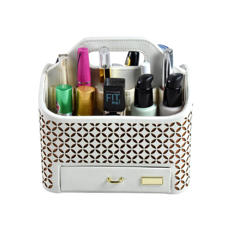 Disegni Organizzatore per il trucco con cassetti Organizzatore per toeletta chic Porta cosmetici in pelle Beauty Box Organizzatore per parrucchieri da toeletta
