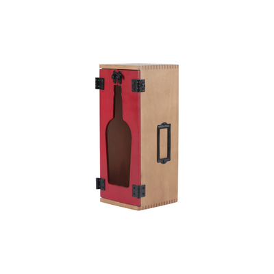 Scatola regalo in legno per bottiglia di vino singola a doppia porta con maniglia per feste di compleanno, inaugurazione della casa, matrimoni, anniversari, celebrazioni, feste, Capodanno, vacanze