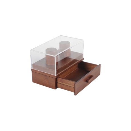 Scatola porta orologi in legno espositore porta orologi in legno massello di quercia con parte superiore in vetro, porta orologi unico per mostrare 2 orologi da uomo o da donna con cassetto